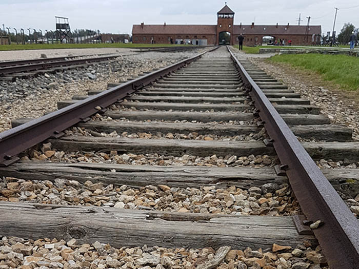 KZ Auschwitz-Birkenau - Davidsterne und Menora's aus den verottenden Schwellen im Lager Birkenau